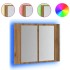 Armario con espejo y LED madera roble artisan 60x12x45