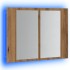 Armario con espejo y LED madera roble artisan 60x12x45
