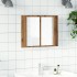 Armario con espejo y LED madera roble artisan 60x12x45