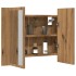 Armario con espejo y LED madera roble artisan 60x12x45
