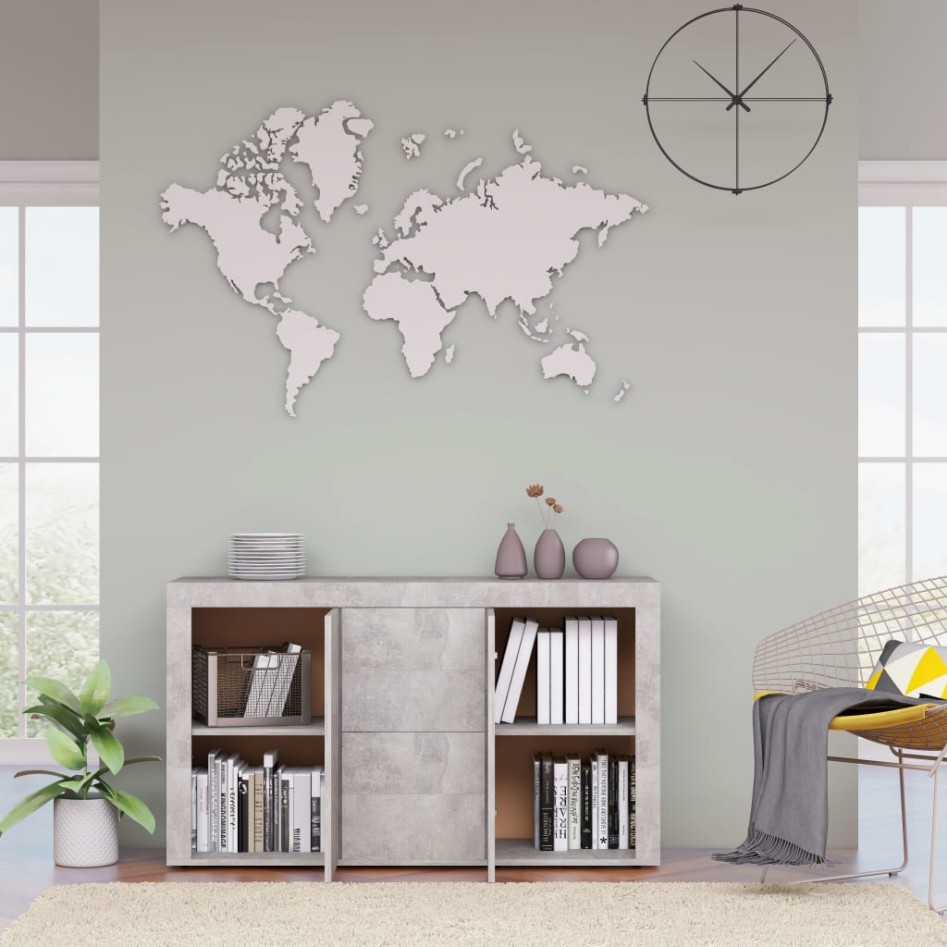 Aparador de madera de ingeniería gris hormigón 120x36x69