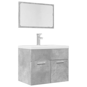 Set muebles de baño 2 piezas madera contrachapada gris