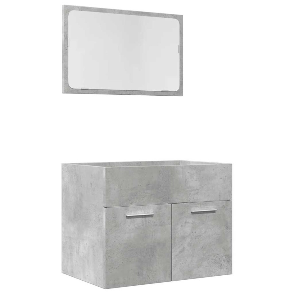 Set muebles de baño 2 piezas madera contrachapada gris