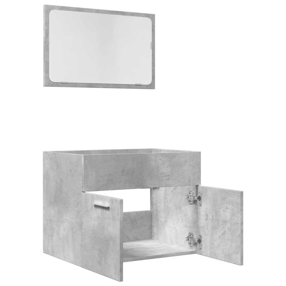 Set muebles de baño 2 piezas madera contrachapada gris