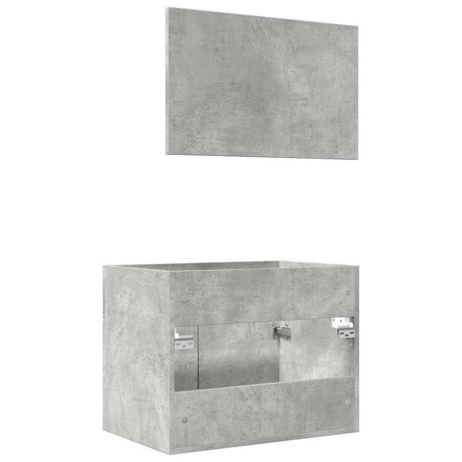 Set muebles de baño 2 piezas madera contrachapada gris