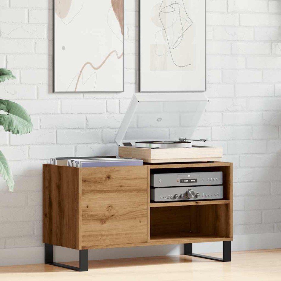 Mueble discos madera de ingeniería roble artisan 84,5x38x48