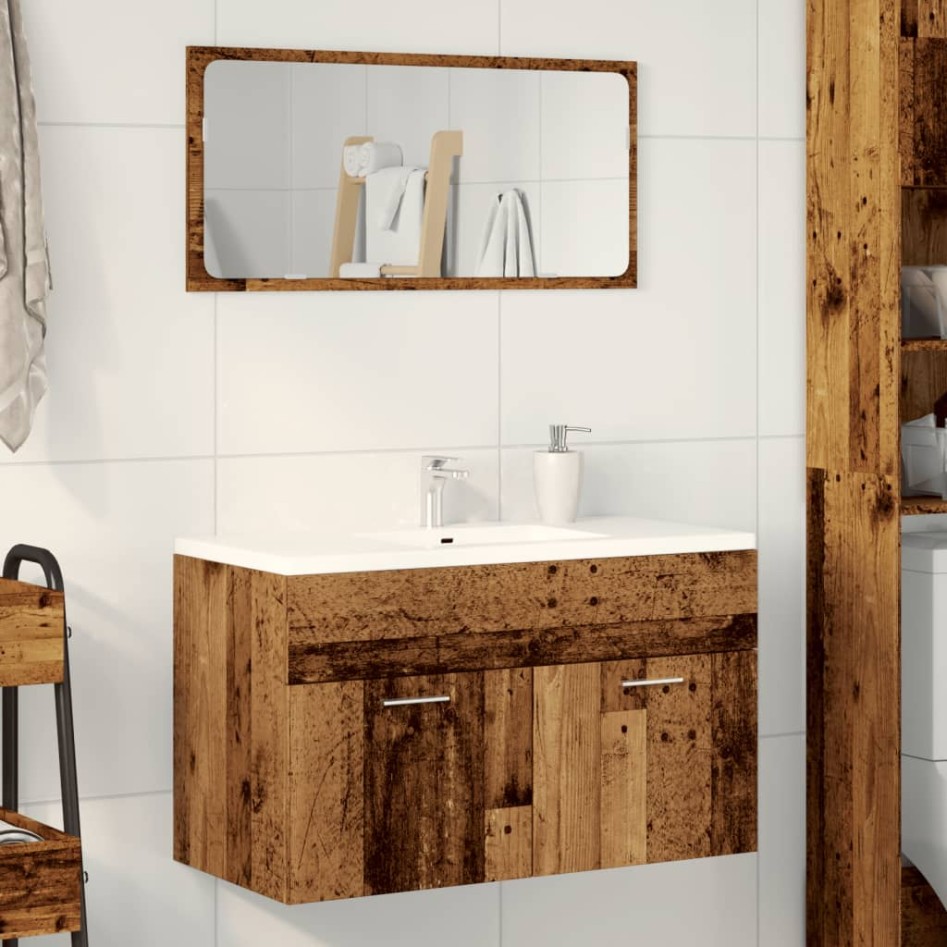 Mueble de lavabo madera ingeniería envejecida 90x38,5x46