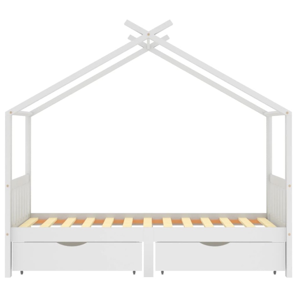 Estructura cama niños y cajones madera maciza blanca 90x200