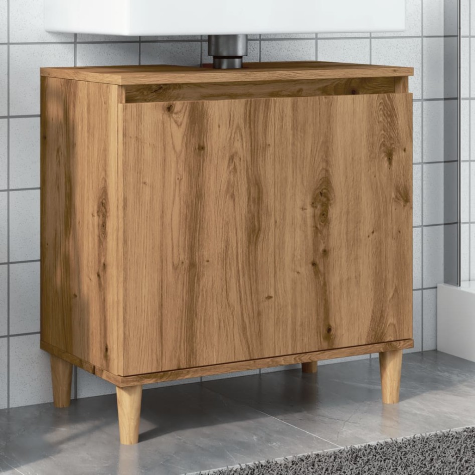 Mueble de lavabo madera de ingeniería roble artisan 58x33x60