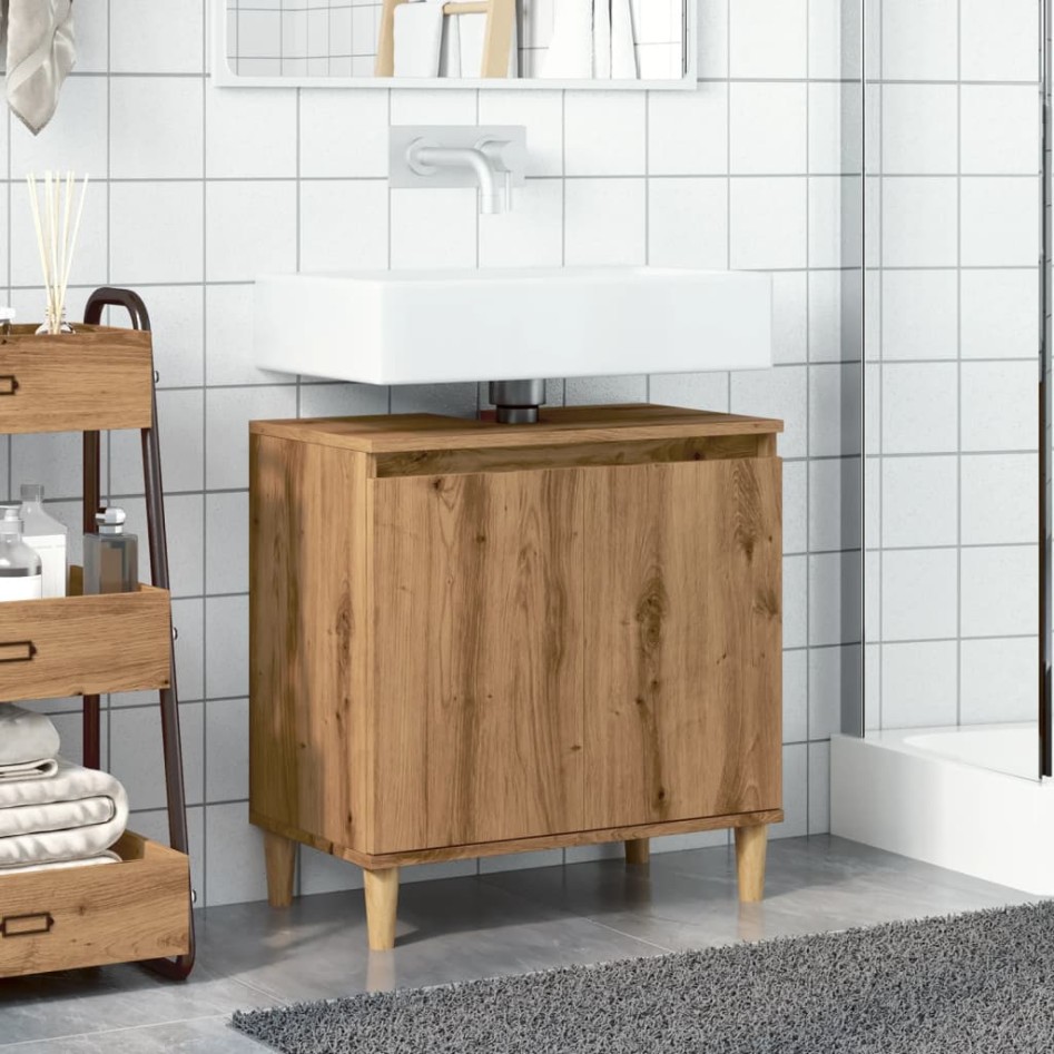 Mueble de lavabo madera de ingeniería roble artisan 58x33x60