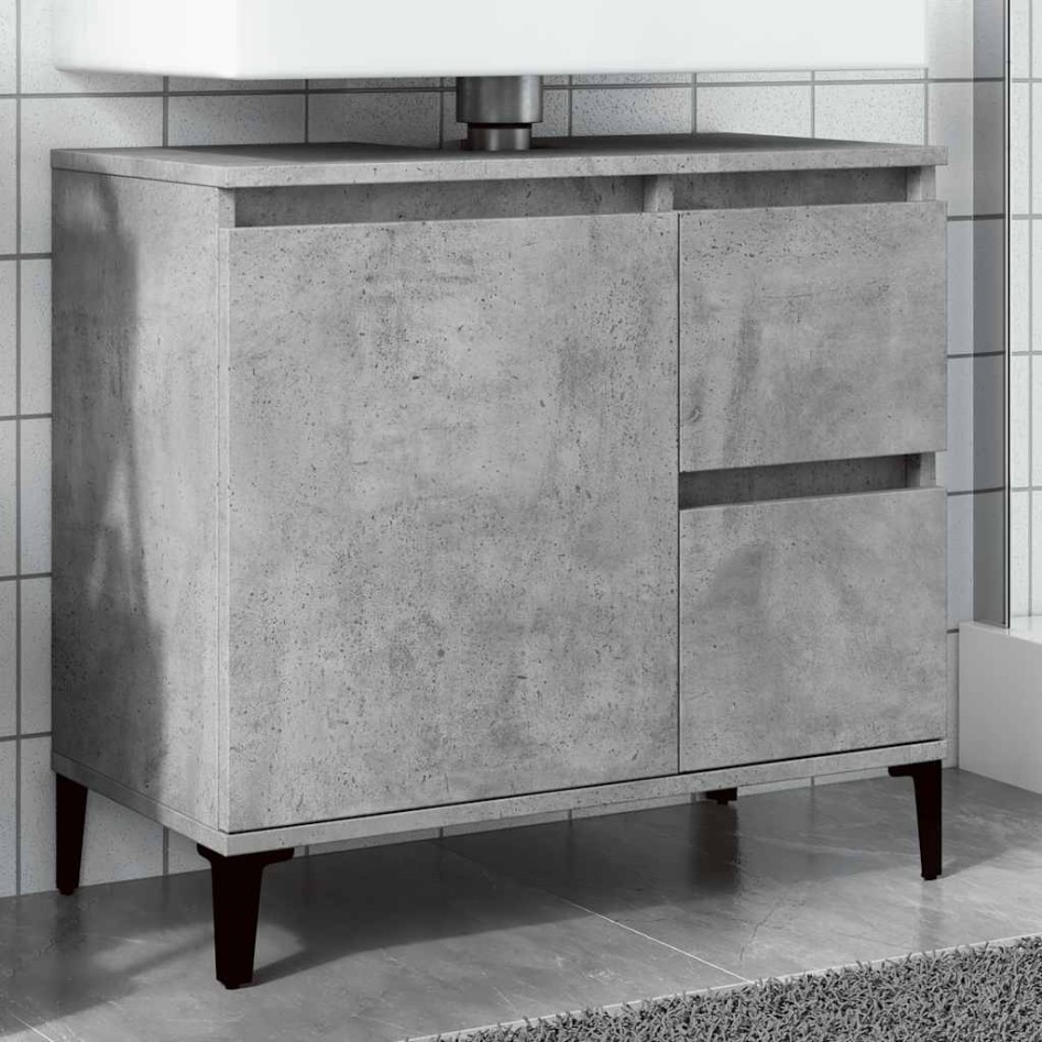 Mueble de lavabo madera ingeniería gris hormigón 65x33x60
