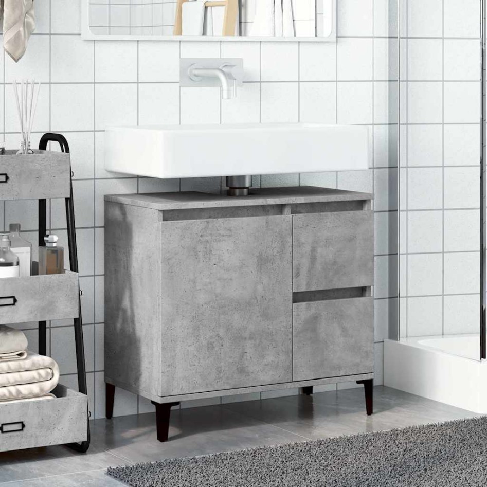 Mueble de lavabo madera ingeniería gris hormigón 65x33x60