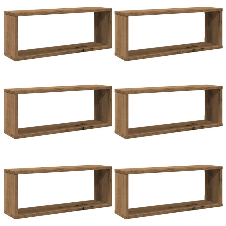 Estantes cubo de pared 6 uds madera roble artisan 60x15x23