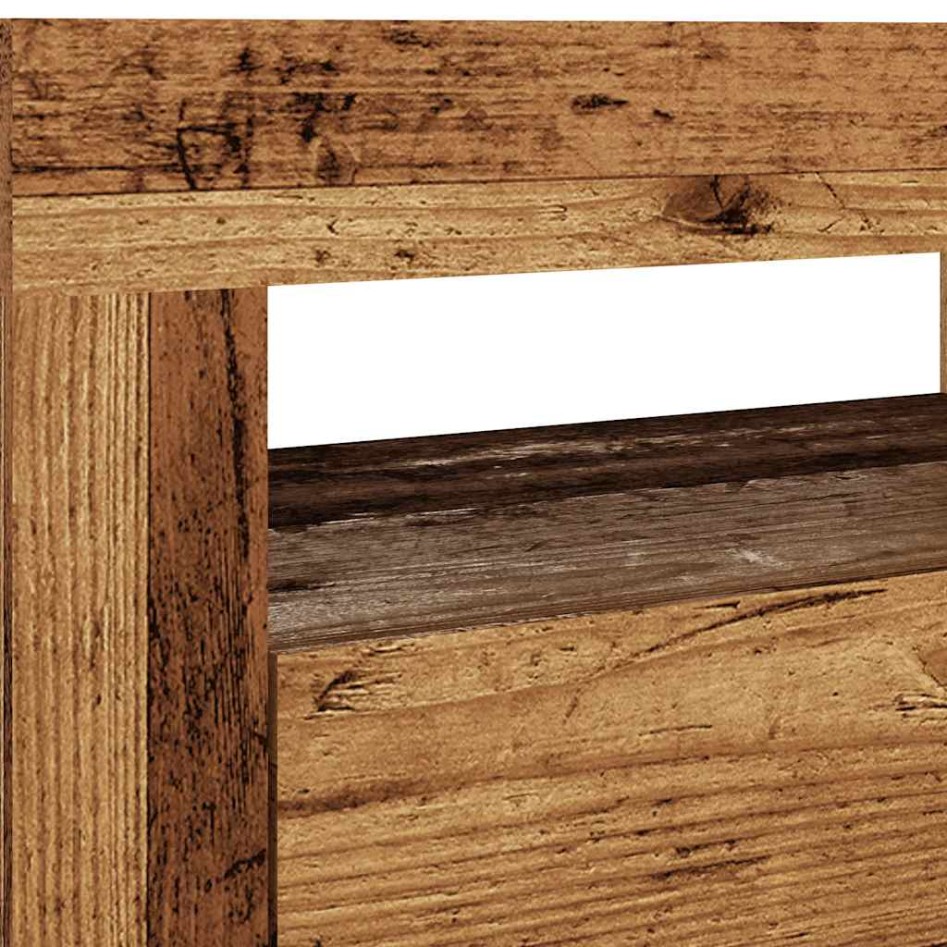 Mueble TV luces LED madera ingeniería envejecida 120x35x40