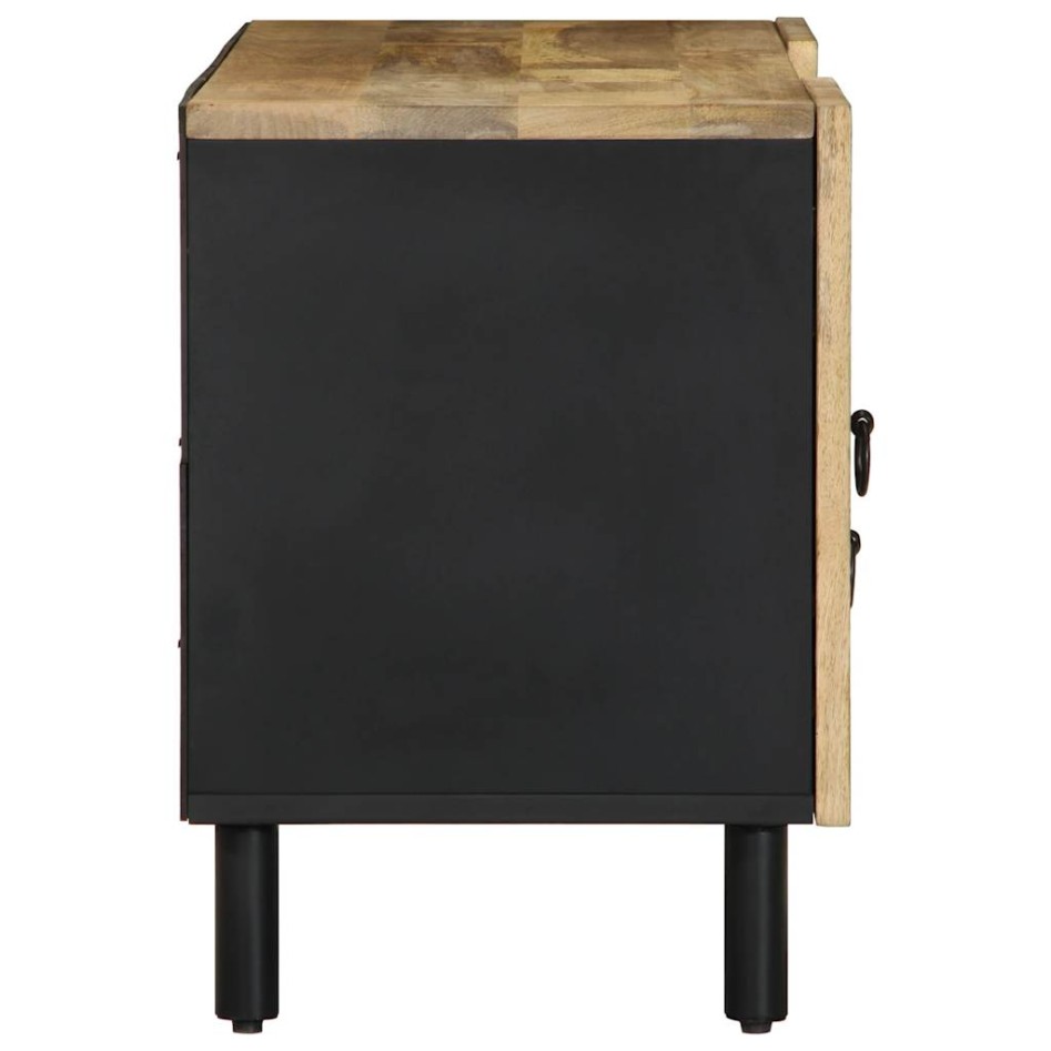 Mueble de TV madera maciza de mango rugosa negro 105x33,5x46