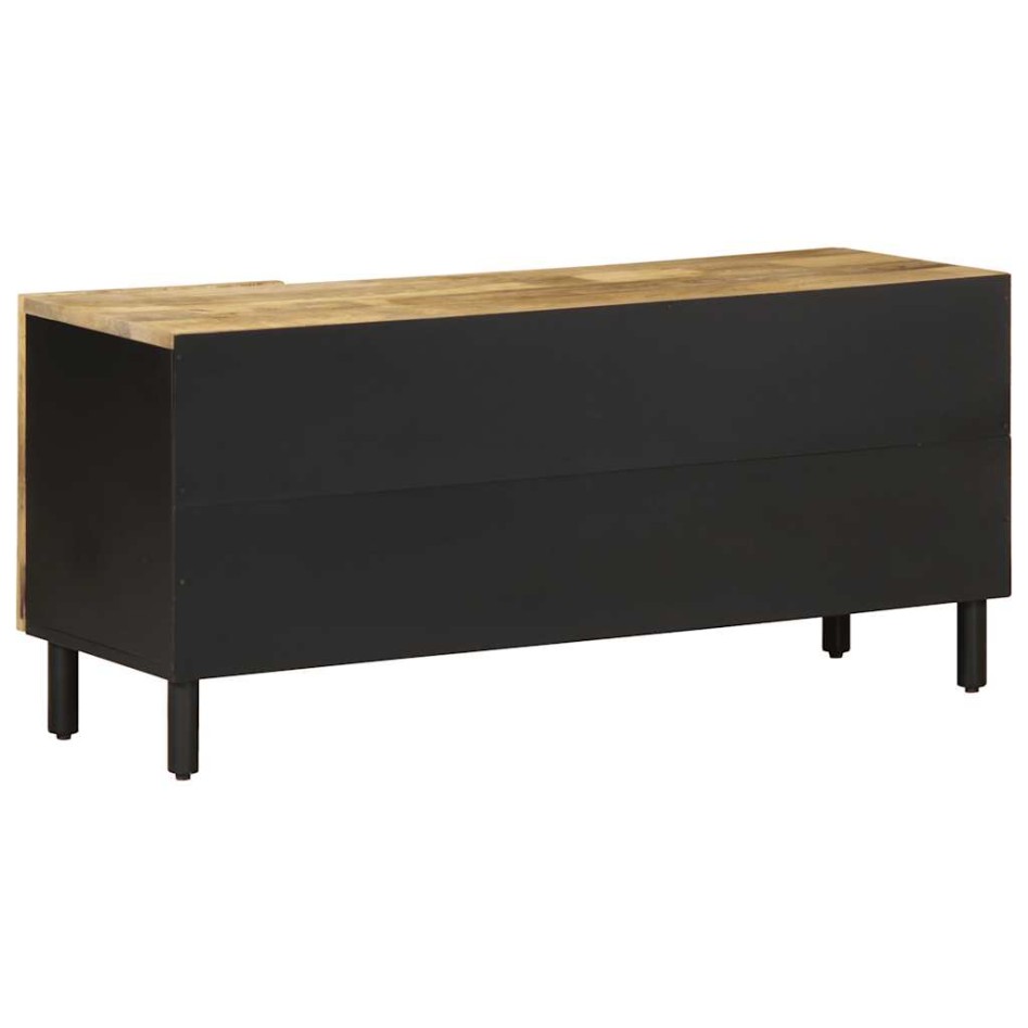Mueble de TV madera maciza de mango rugosa negro 105x33,5x46
