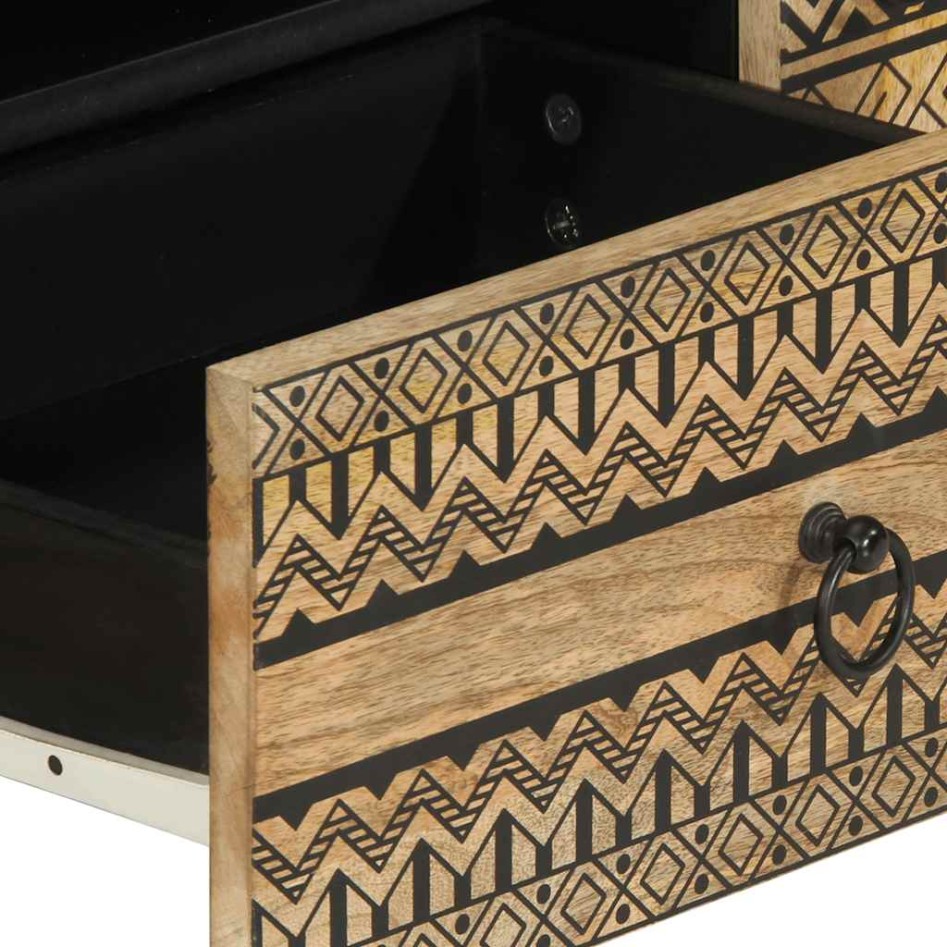 Mueble de TV madera maciza de mango rugosa negro 105x33,5x46