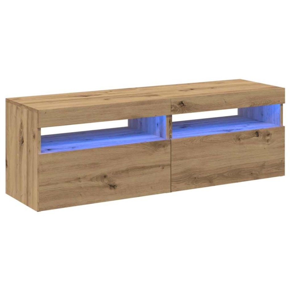 Muebles TV con luces LED 2 uds madera ingeniería roble