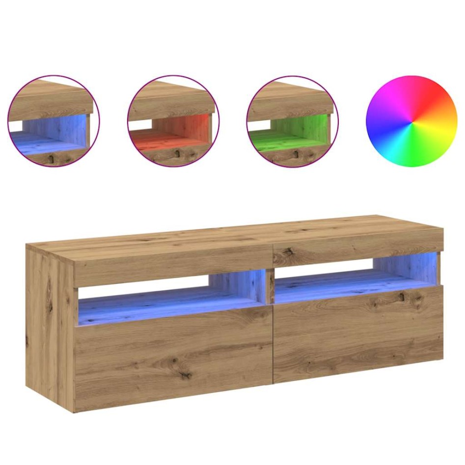 Muebles TV con luces LED 2 uds madera ingeniería roble