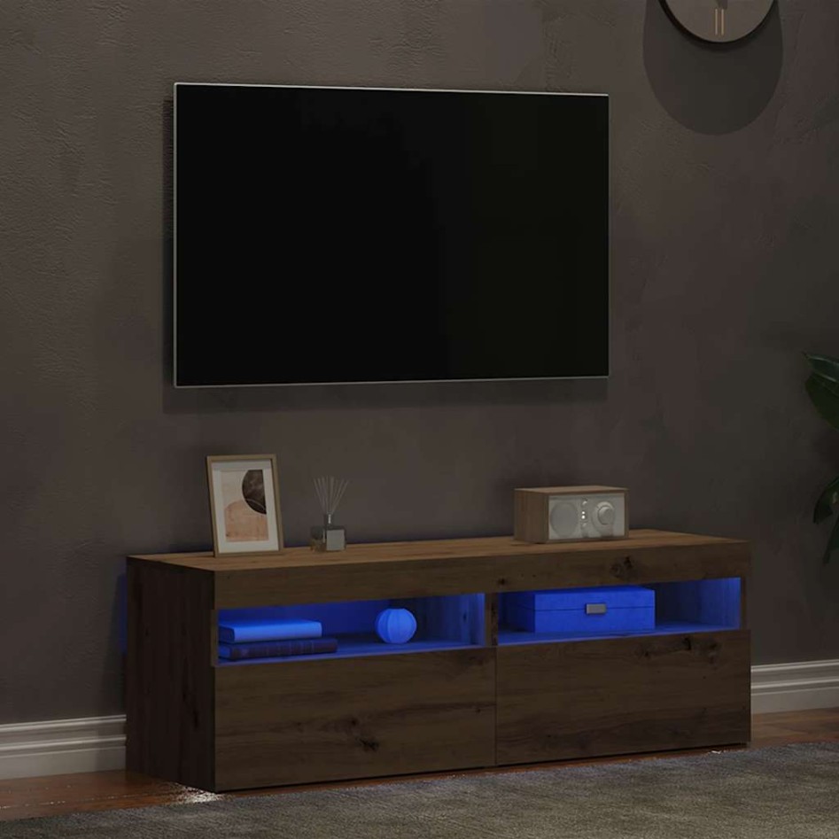 Muebles TV con luces LED 2 uds madera ingeniería roble
