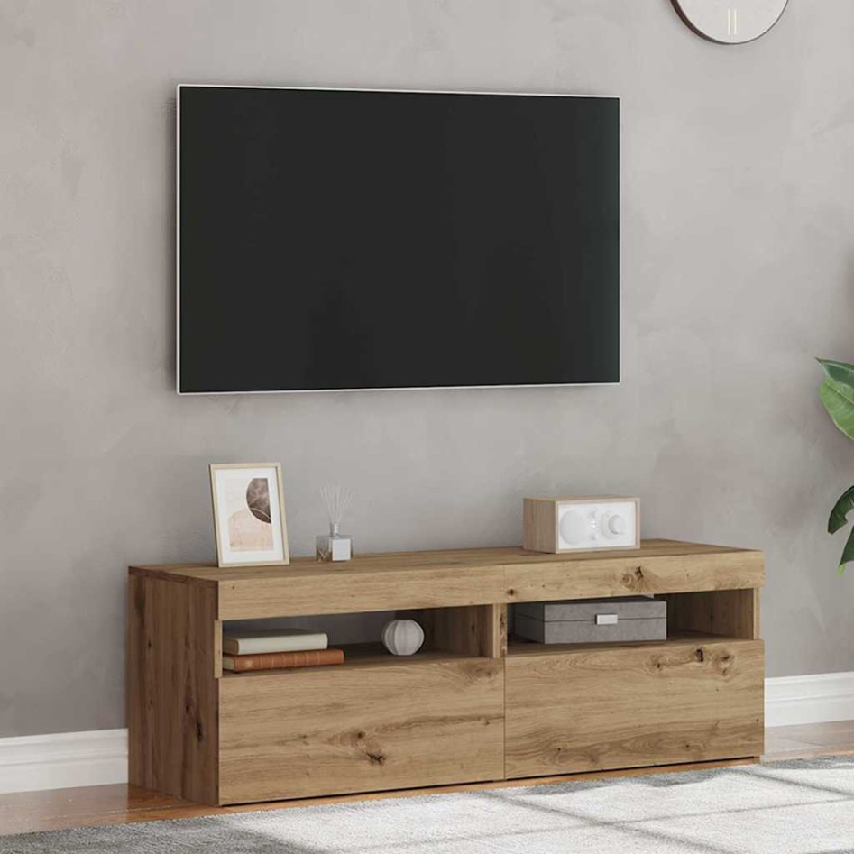 Muebles TV con luces LED 2 uds madera ingeniería roble