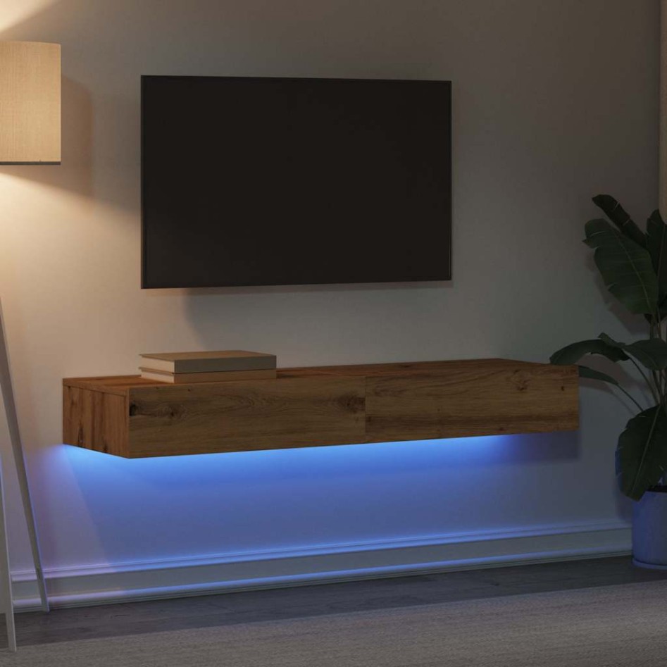 Muebles de TV con luces LED 2 uds roble artisan 60x35x15,5