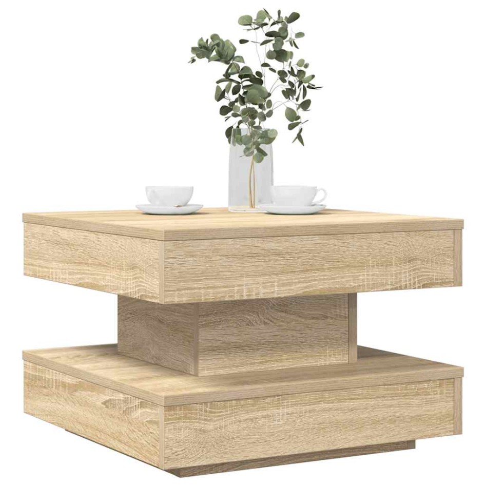 Mesa de centro giratoria 360 grados roble sonoma 50x50x34,5