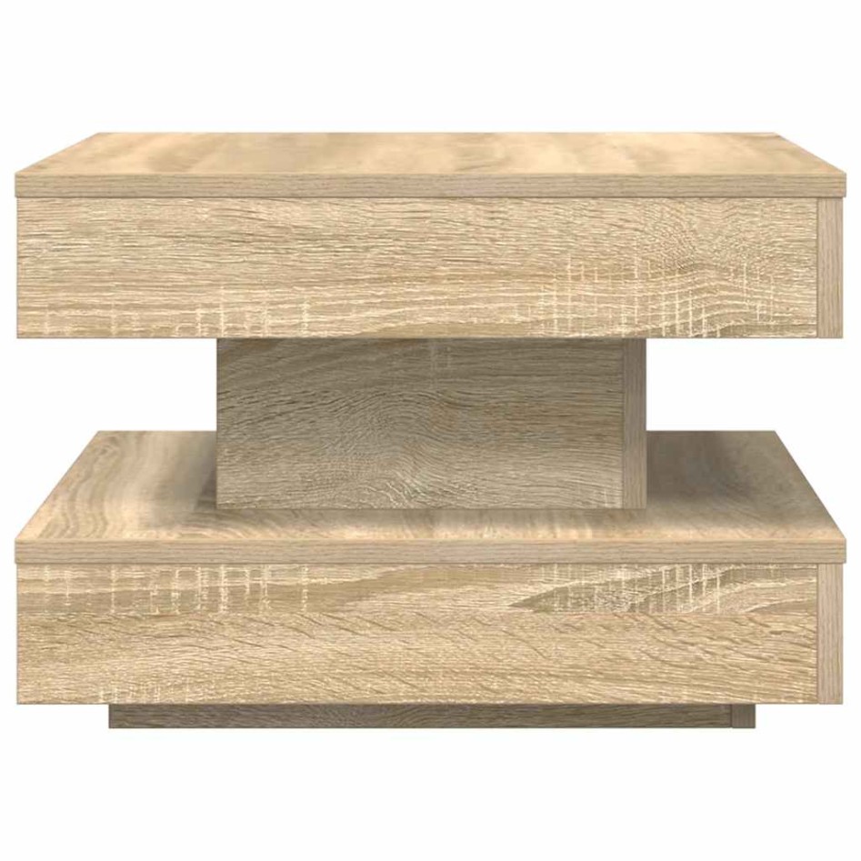 Mesa de centro giratoria 360 grados roble sonoma 50x50x34,5