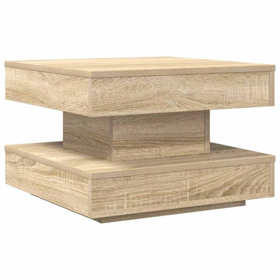 Mesa de centro giratoria 360 grados roble sonoma 50x50x34,5