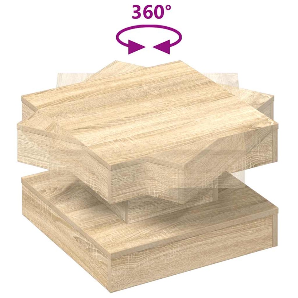 Mesa de centro giratoria 360 grados roble sonoma 50x50x34,5