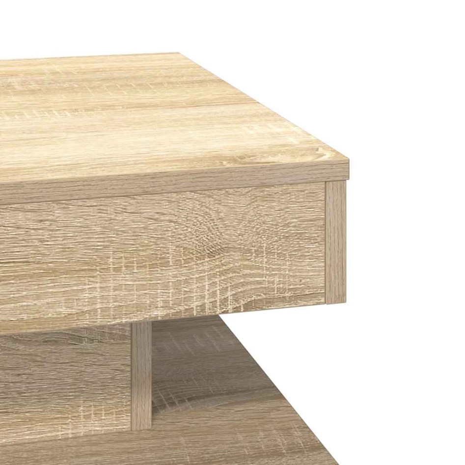 Mesa de centro giratoria 360 grados roble sonoma 50x50x34,5