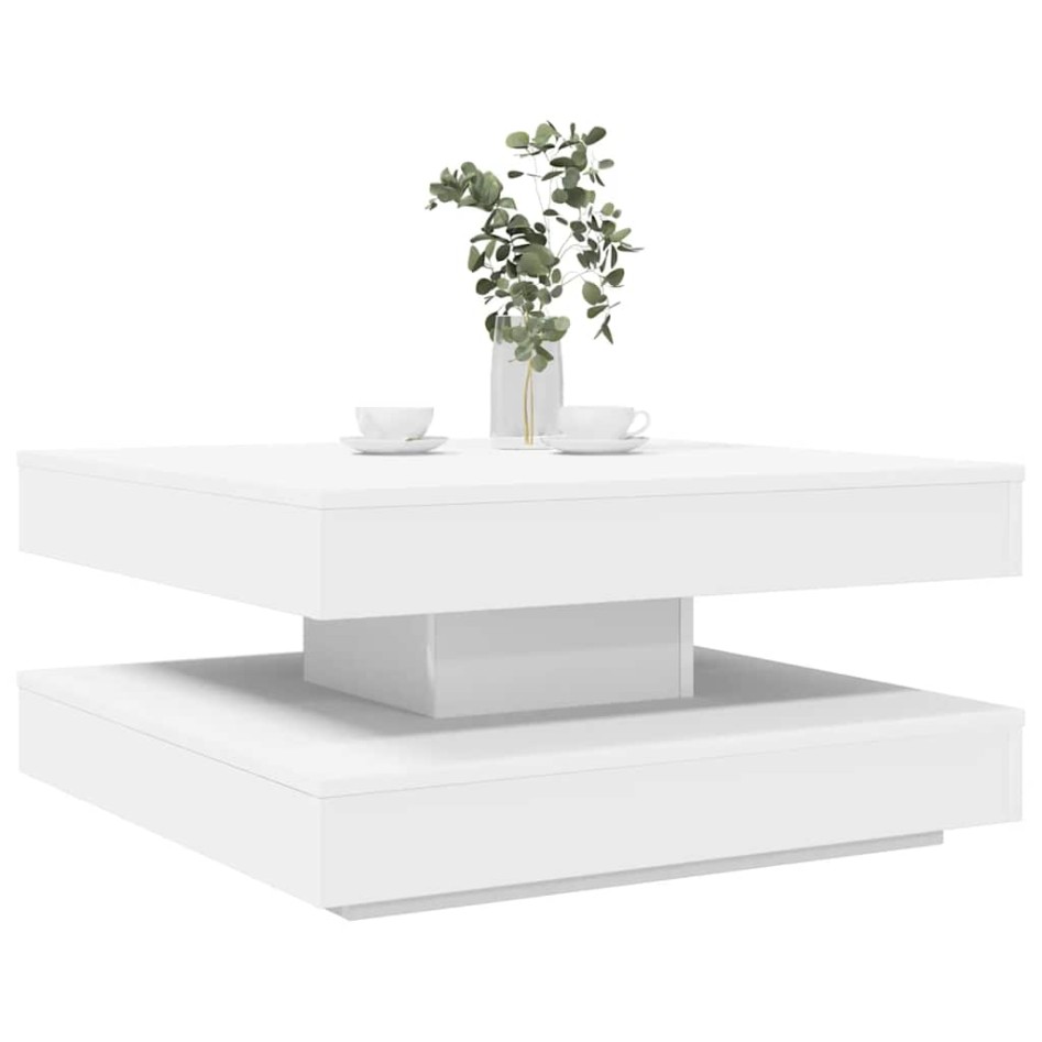Mesa de centro giratoria 360 grados blanco 70x70x34,5