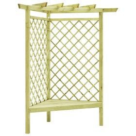 Pérgola esquina y asiento madera pino impregnada 130x130x197