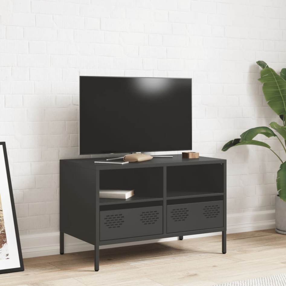 Mueble para TV acero laminado en frío negro 68x39x43,5