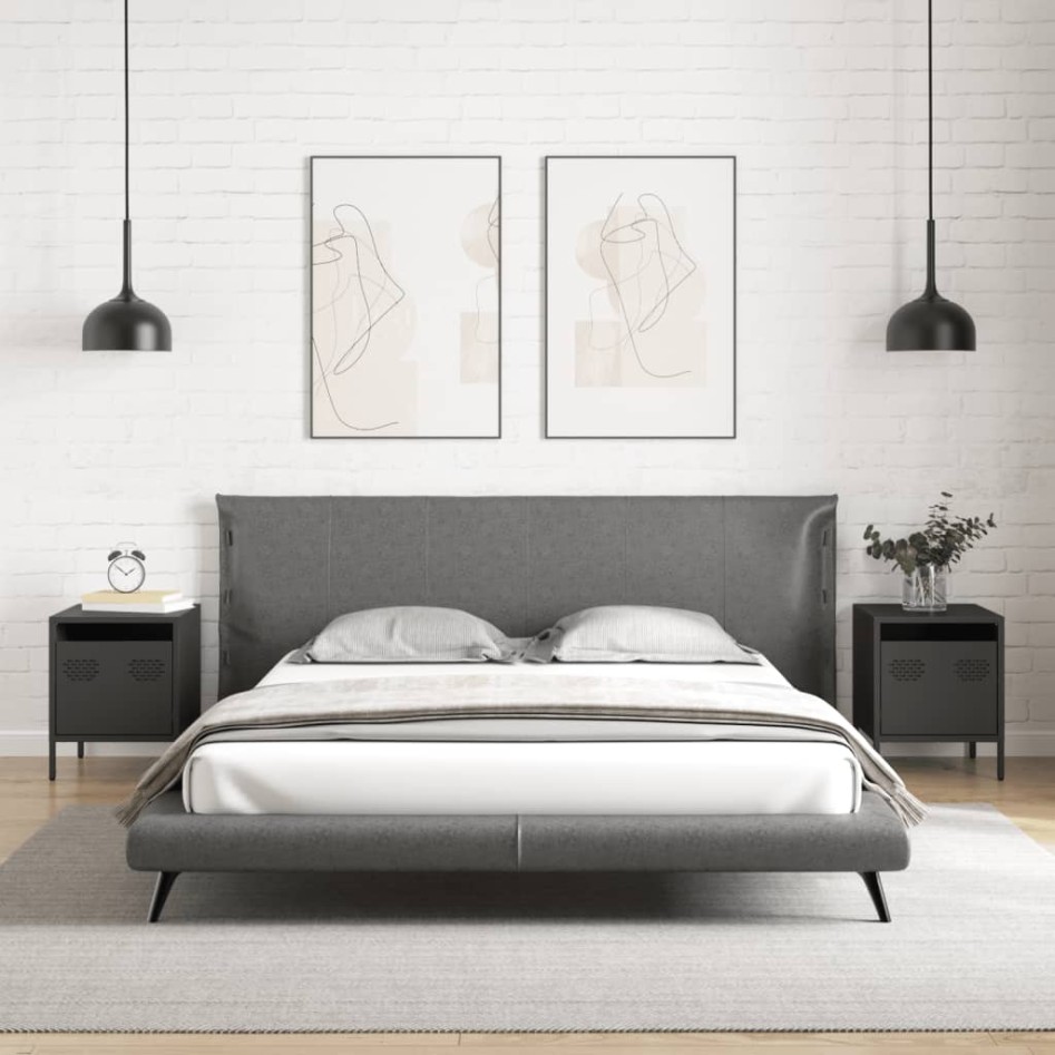 Mesitas de noche 2 uds acero negra 35x39x43,5