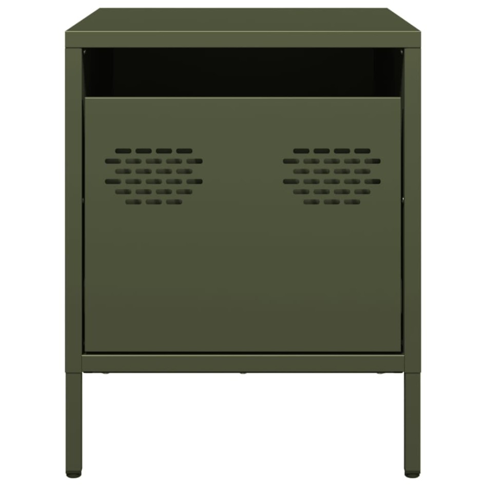 Mesitas de noche 2 unidades acero verde oliva 35x39x43,5