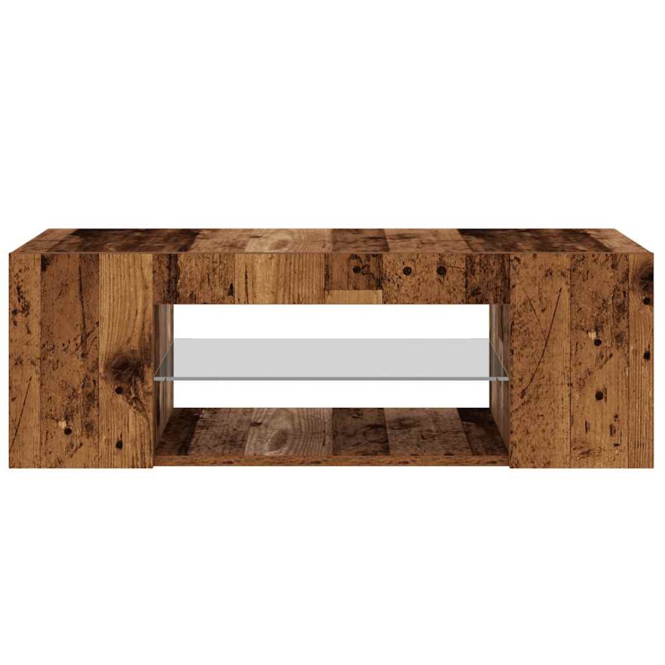 Mueble TV luces LED madera ingeniería envejecida 90x39x30
