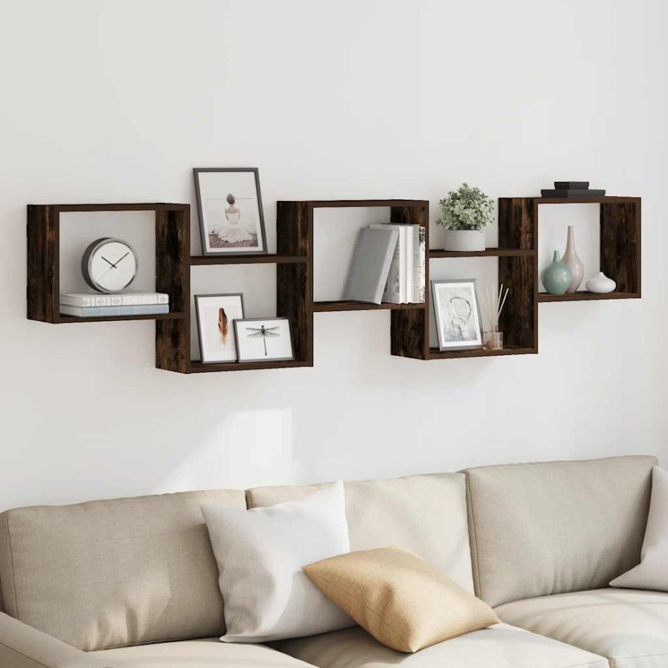 Estante cubo de pared 5 compartimentos madera roble