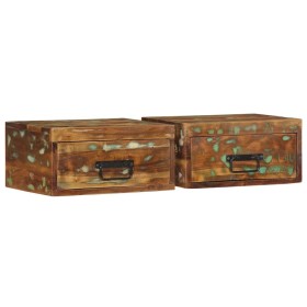 Mesitas de noche de pared 2 uds madera maciza