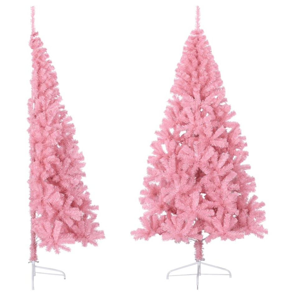 Medio árbol de Navidad artificial con soporte PVC rosa 240