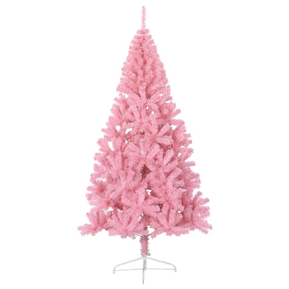 Medio árbol de Navidad artificial con soporte PVC rosa 240