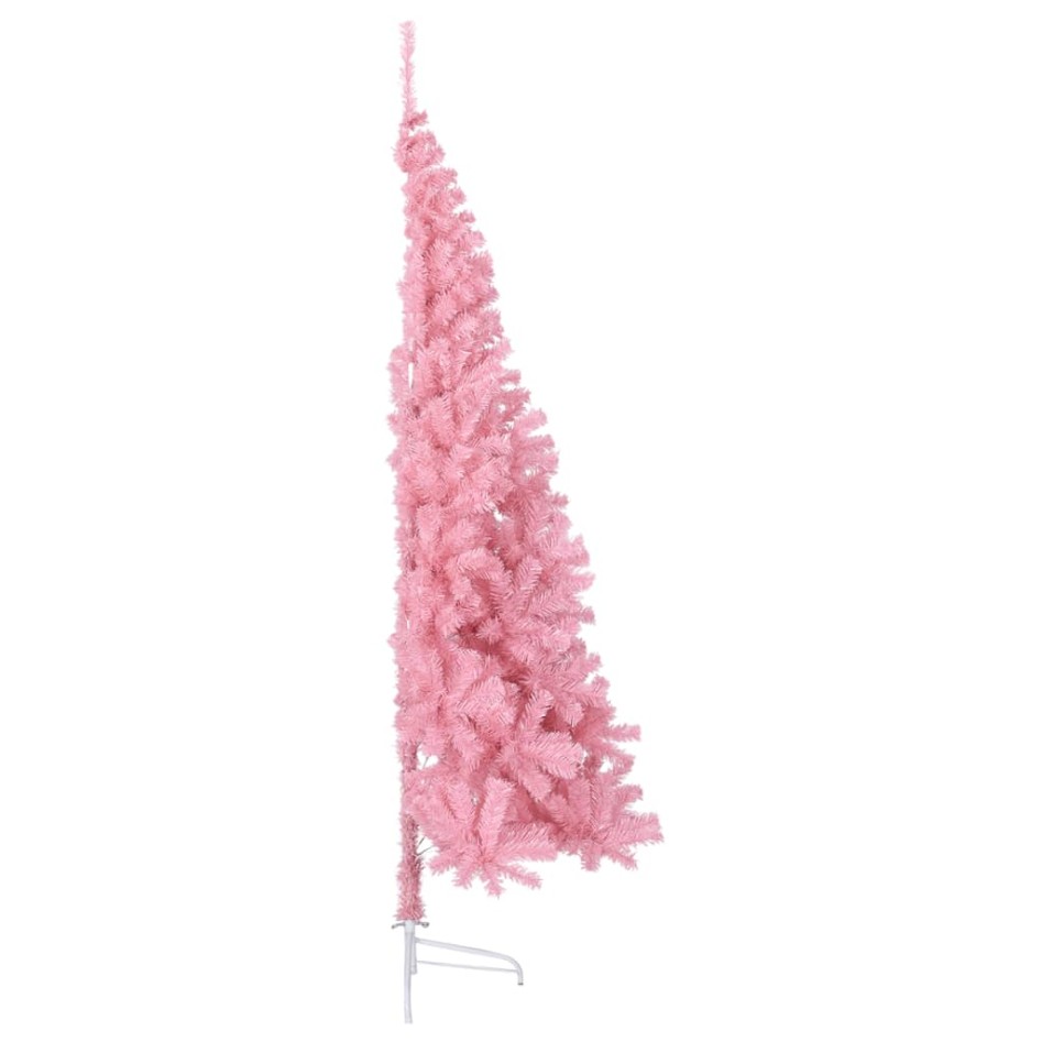 Medio árbol de Navidad artificial con soporte PVC rosa 240