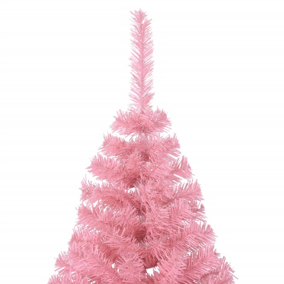 Medio árbol de Navidad artificial con soporte PVC rosa 240