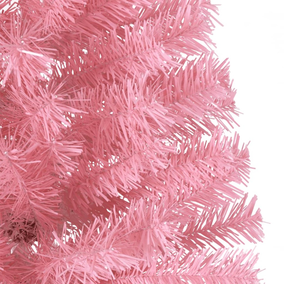 Medio árbol de Navidad artificial con soporte PVC rosa 240
