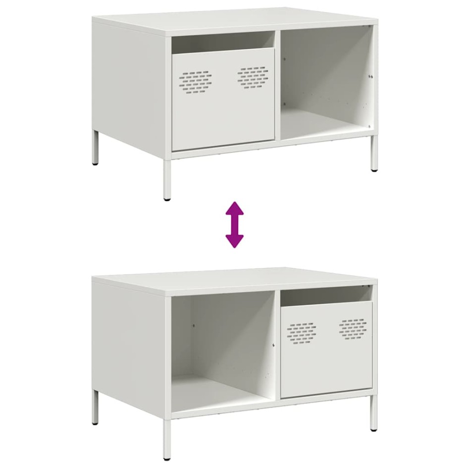 Mesa de centro acero laminado en frío blanco 68,5x50x43,5