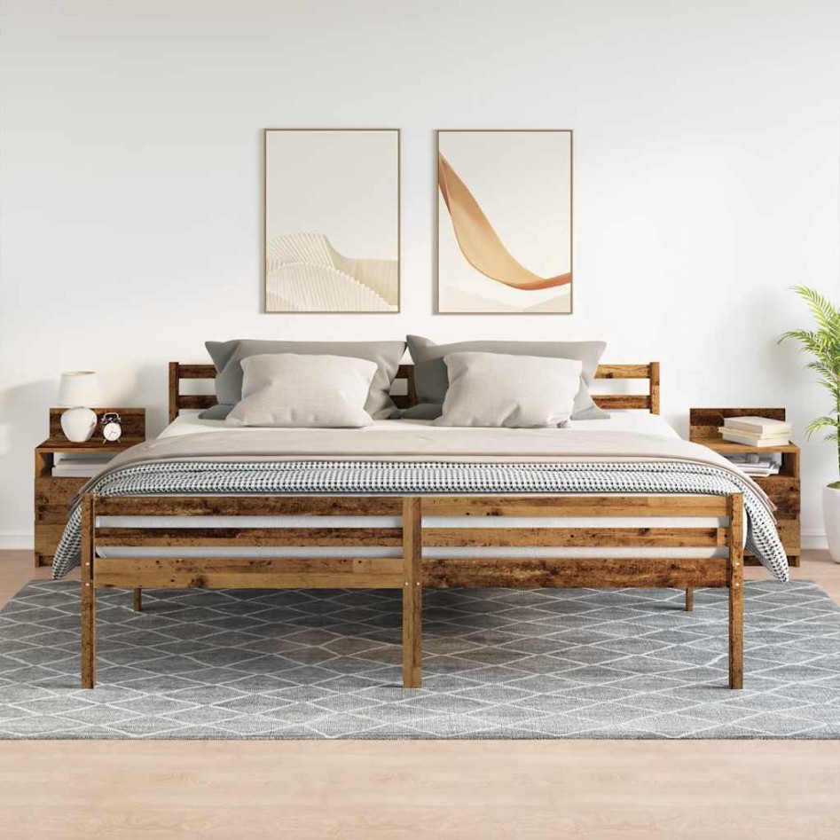 Mesillas de noche 2 uds con 2 cajones madera vieja 40x33x60