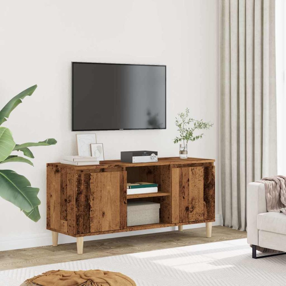 Mueble de TV madera ingeniería madera envejecida 102x35x50