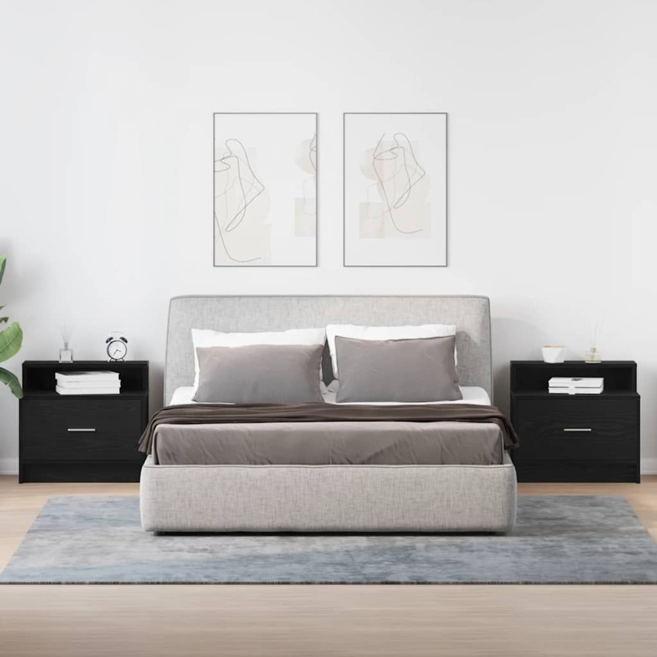 Mesillas de noche con cajón 2 uds roble negro 51x31x47