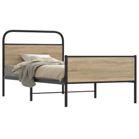 Estructura de cama sin colchón 90x190 cm madera roble