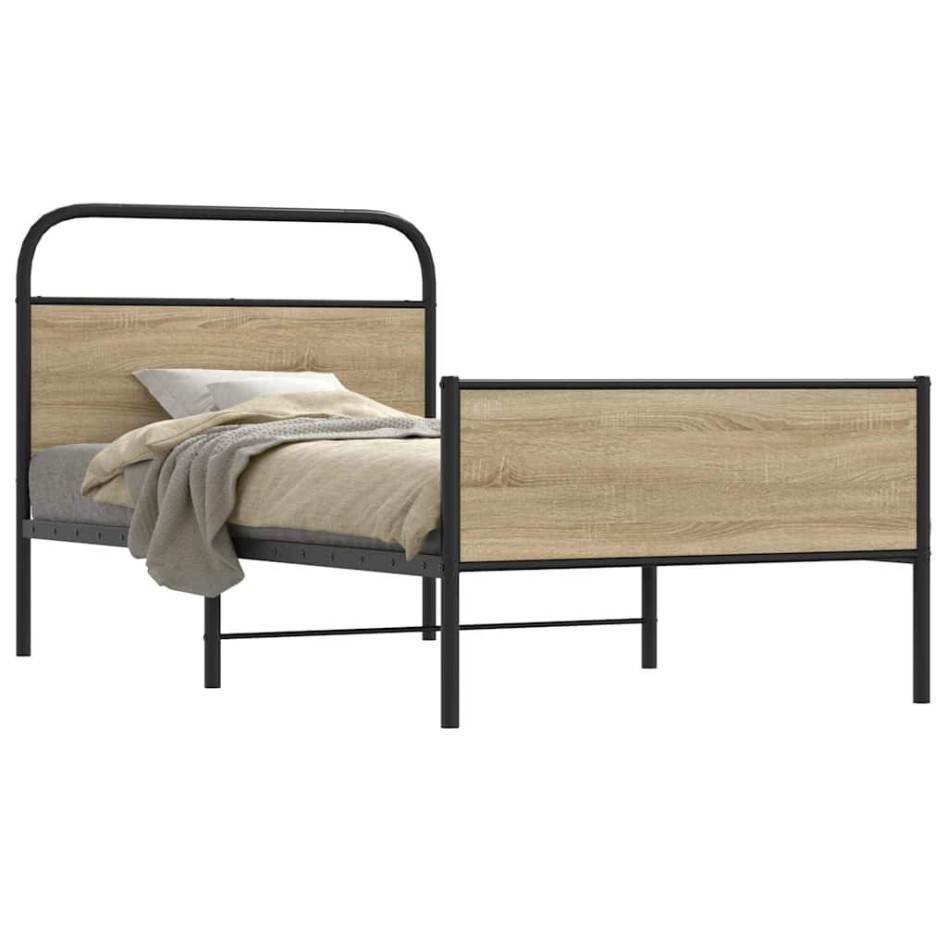 Estructura de cama sin colchón 90x190 cm madera roble